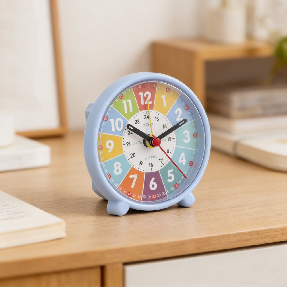 Colorful Learning Clock with Quiet Movement for Teaching Time Effectively