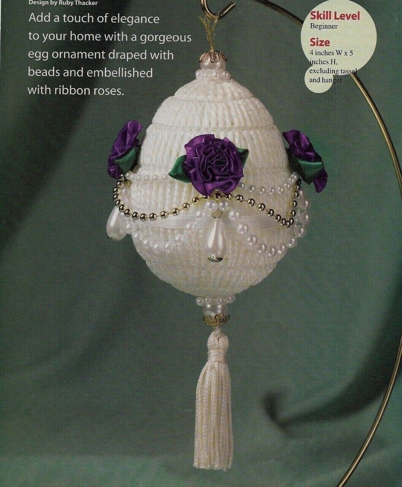 BEAD TRIMMED EGG HOME DECOR PLASTIC CANVAS PATTERN INSTRUCTIONS