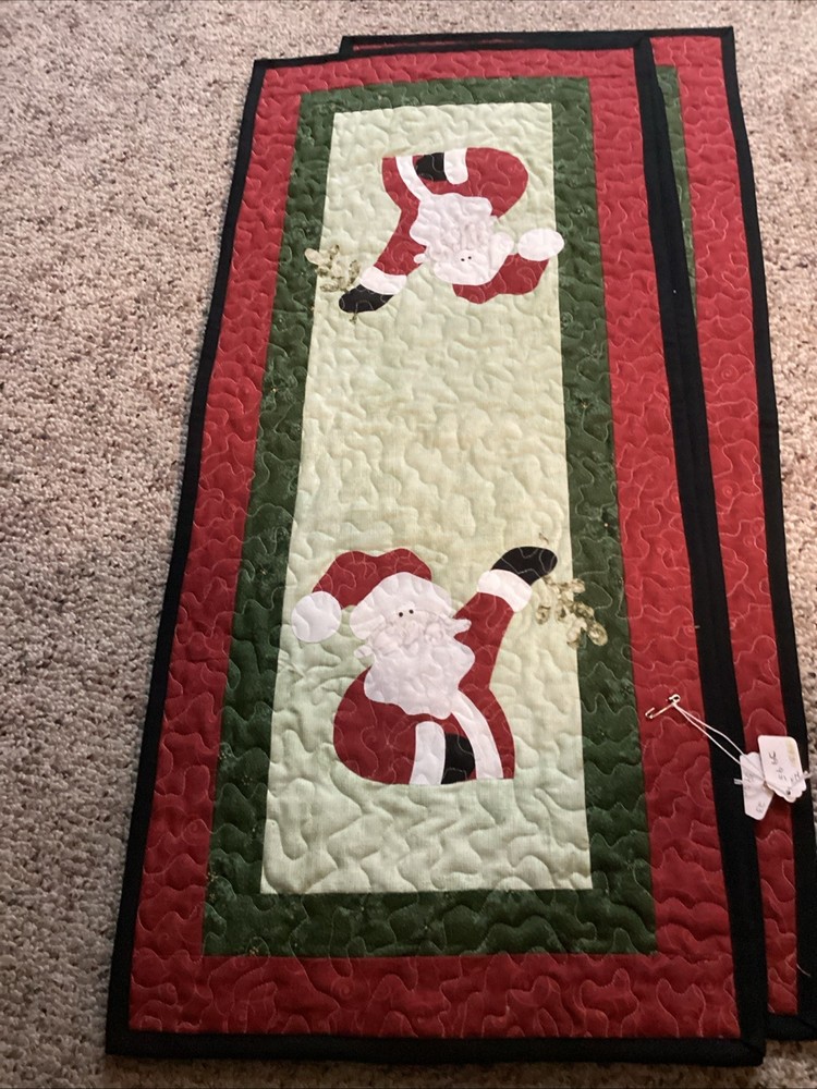 Handmade Quilted Christmas Santa Table Runner