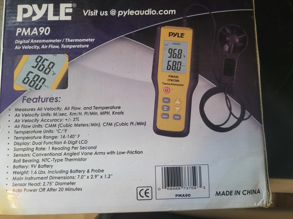 Pyle PMA90 Digital Anemometer / Thermometer