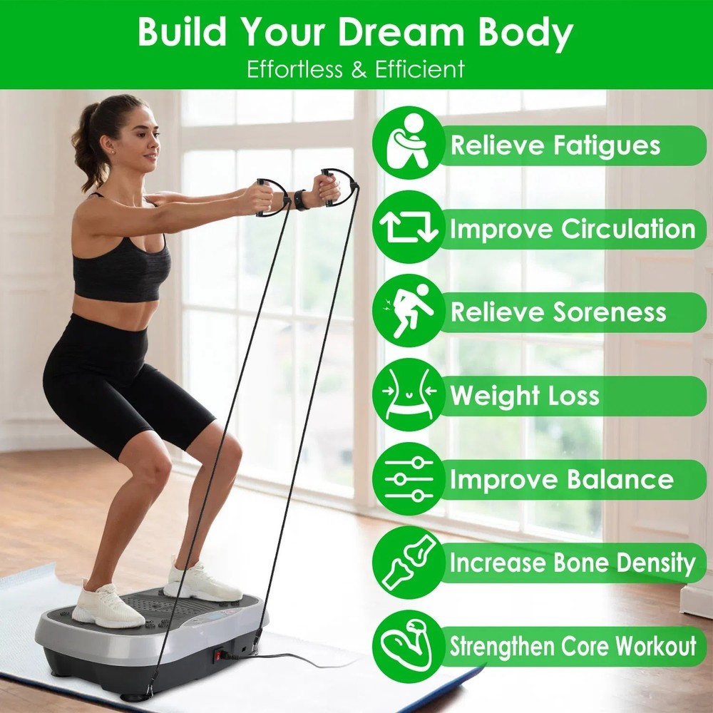 Vibration Plate Exercise Machine with Resistance Bands & Remote Control