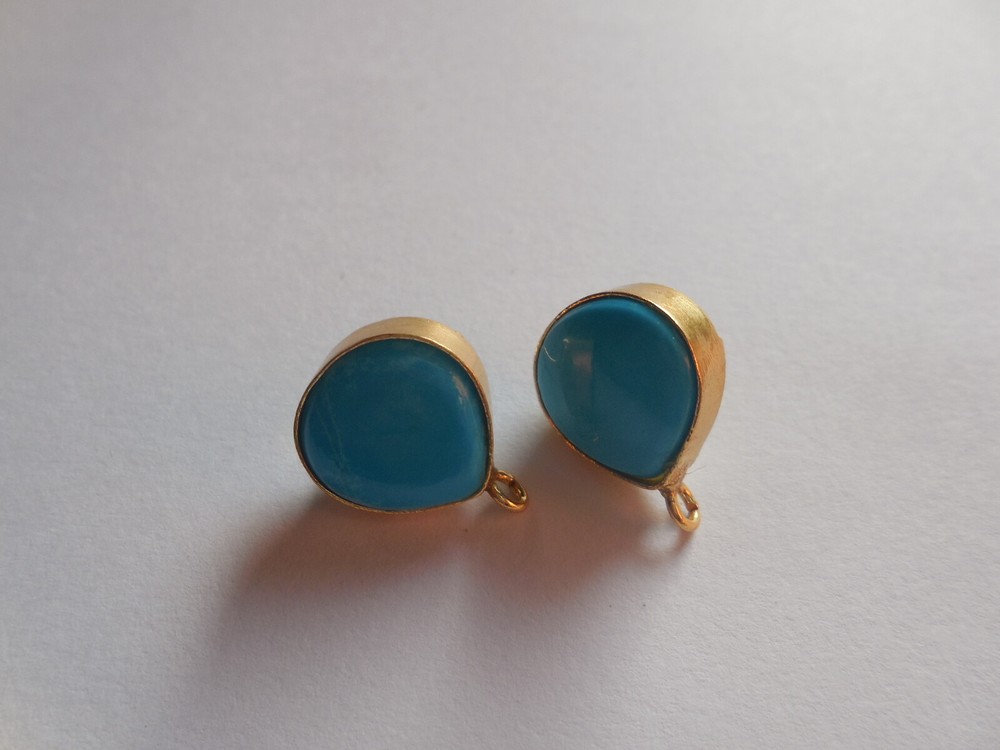 Turquoise Stud Connector Ear Post Earring Gemstone Jewelry Making Charm DIY