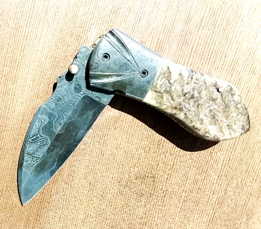 HAND FABRICATED RAM's HORN Custom Folding Knife