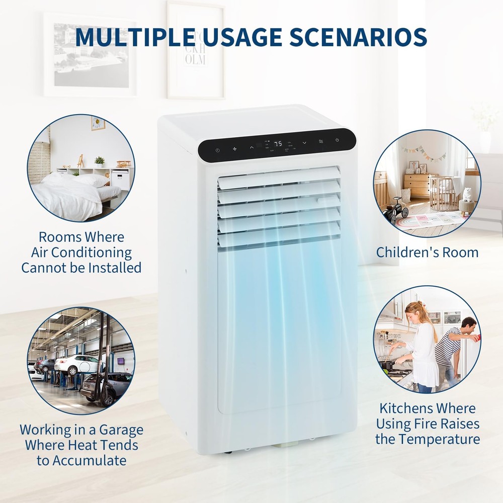 🔥⏯🔜➕✔️8000 BTU Portable Air Conditioner AC Unit with Remote Control Cool Dehum