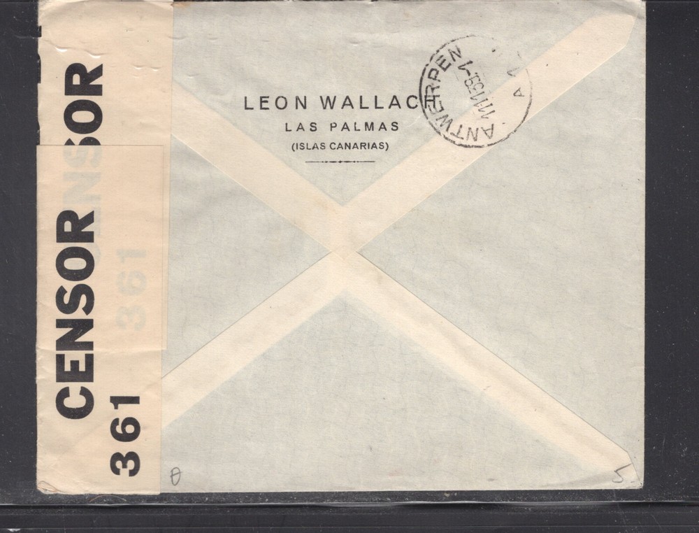 Spain large double censor cover to Switzerland