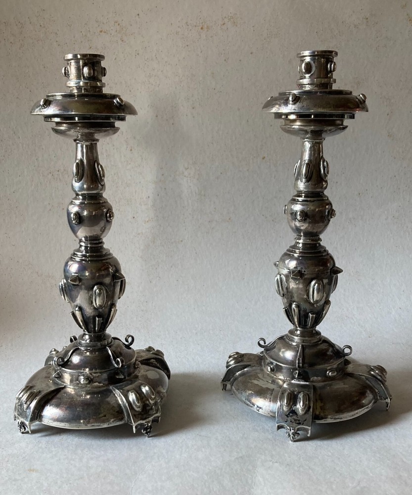 17th Century Silver Spanish Candlesticks
