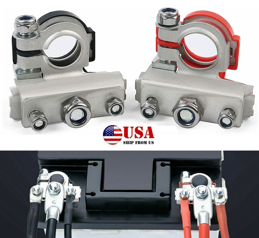 2*Car Auto Van Caravan Battery Terminal Quick Connector Positive Negative Clamps