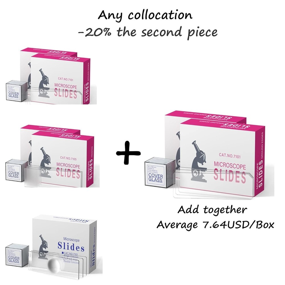 Rounded Edge Microscope Slides Kit, 50 Pcs Pre-Cleaned Blank Microscope Slide...