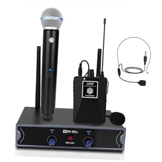 UHF Wireless Mic System Fixed Frequency -260ft Range with 1 GWWM200YSYY