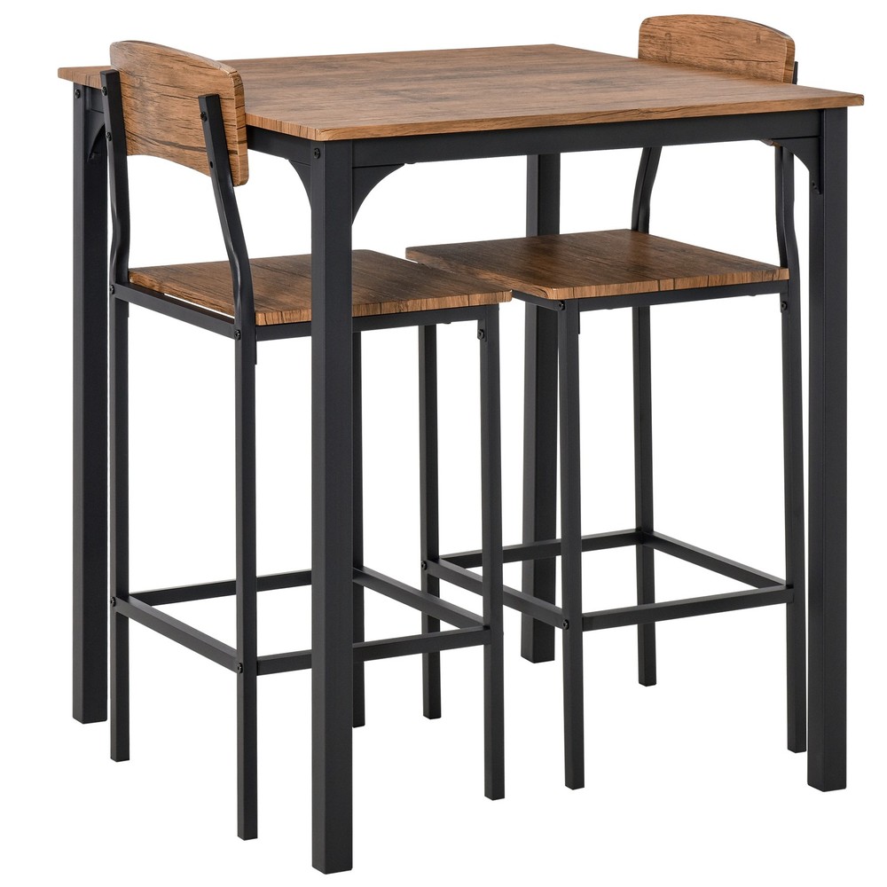 3 Piece Bar Table Set, Industrial Counter Height Dining Table Set, Bar Table &