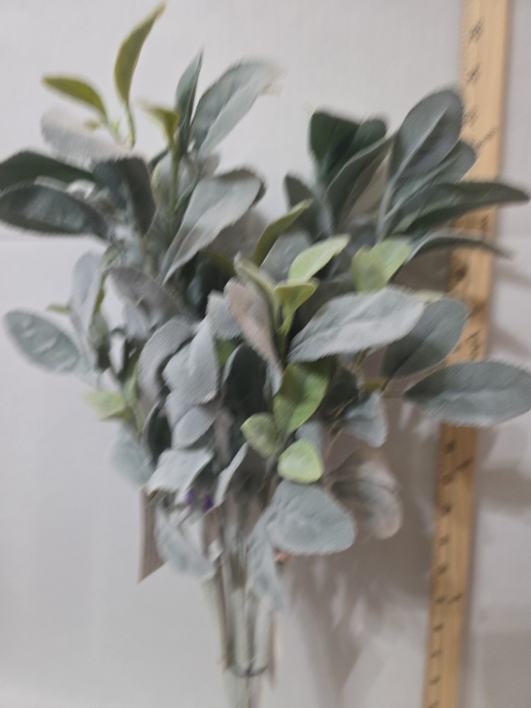 Faux Lambs Ear Stems 8Pcs Flocked Artificial Greenery