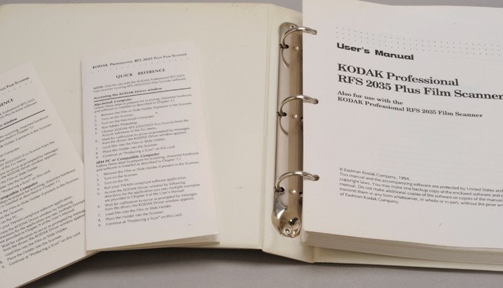 KODAK RFS 2035 SCANNER MANUAL & REFERENCE ITEMS
