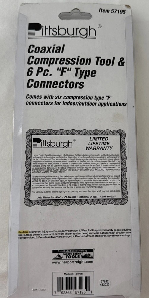 Coaxial Compression Tool & 6pc. "F" Type Connectors - Item #57195