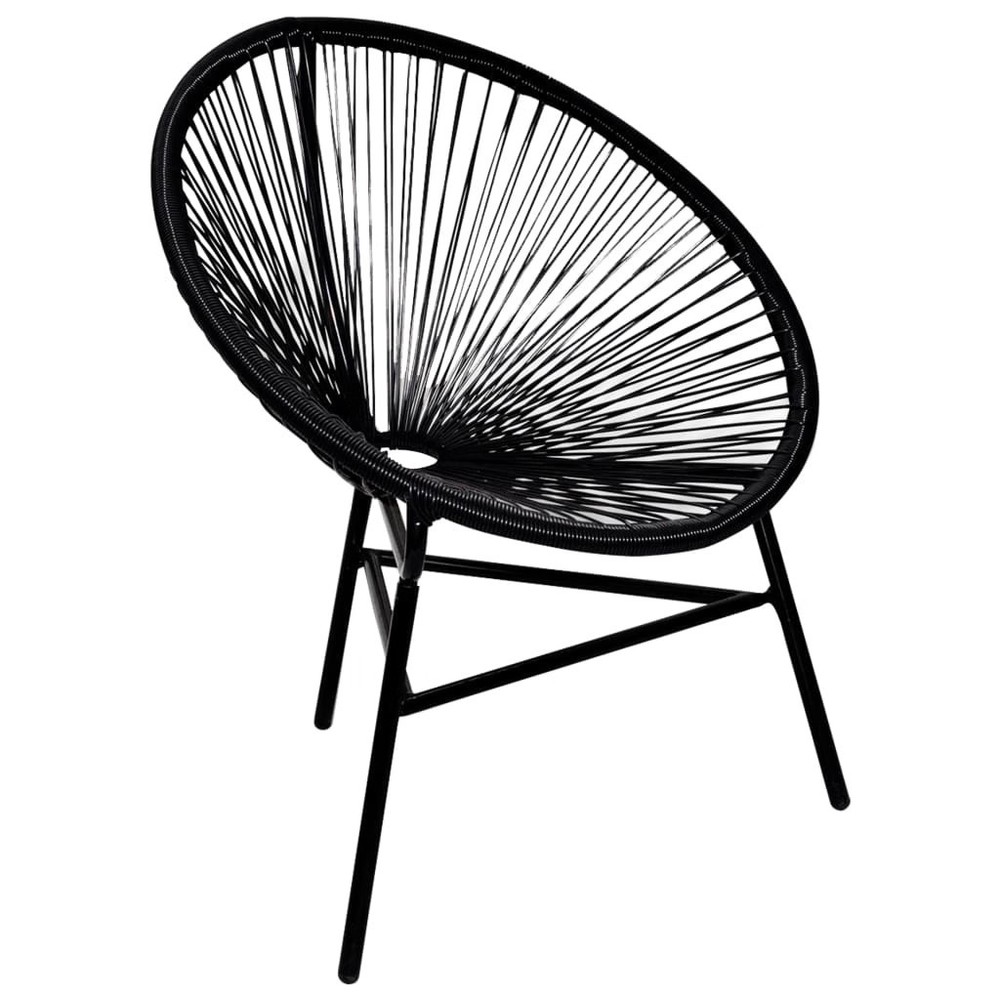 Chair Black Poly Rattan Standard Durable Chair Oval