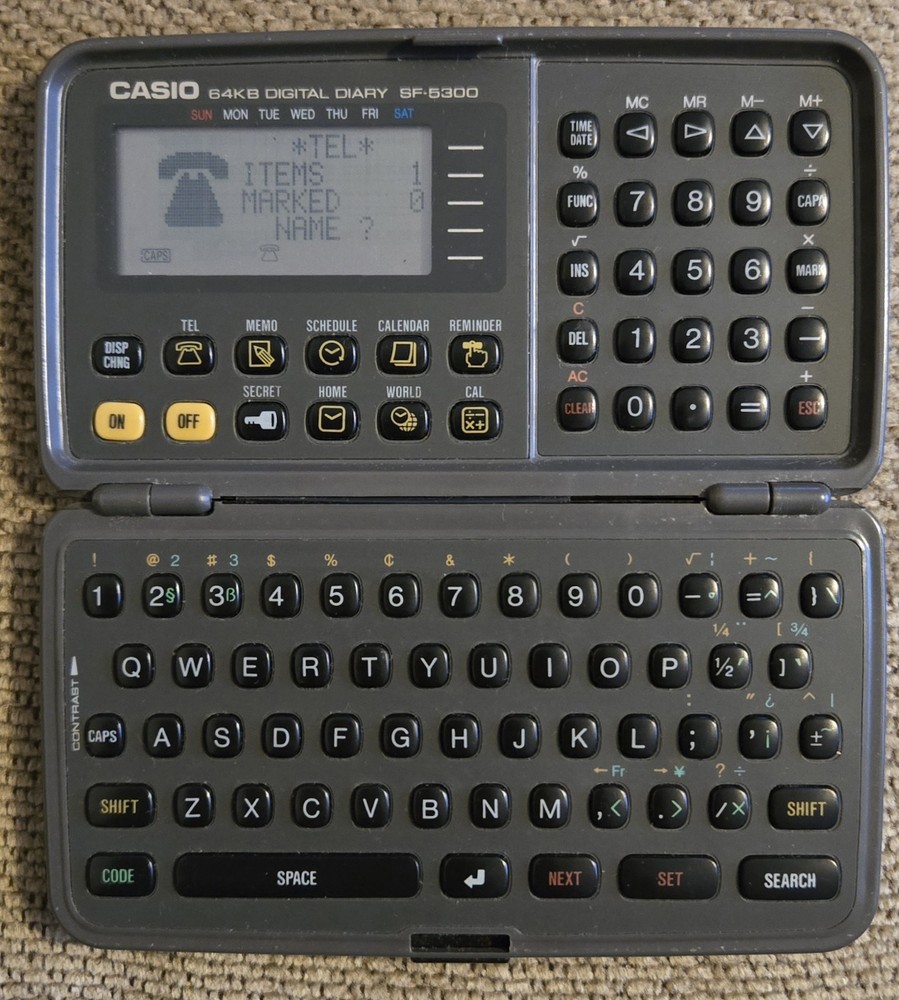 Casio Digital Diary/Organizer SF-5300 - works GREAT! Keep data Private & Secure