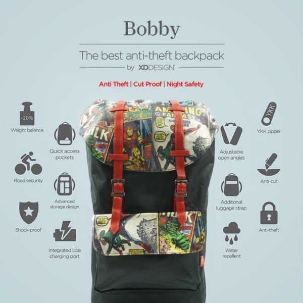 MVL Marvel Comic Travel Backpack with Shoe Compartment RFID Blocking Large Space