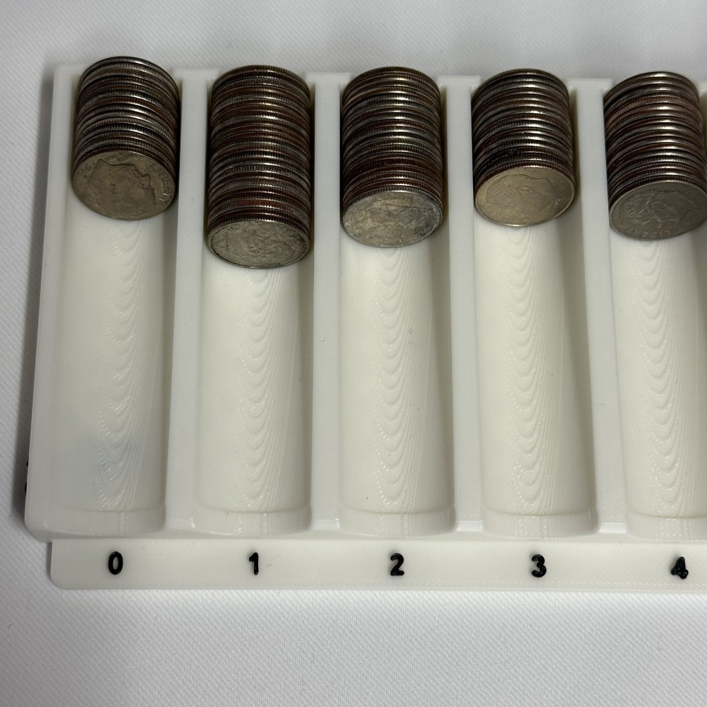 Dime Sorting Tray White with Black Denomination