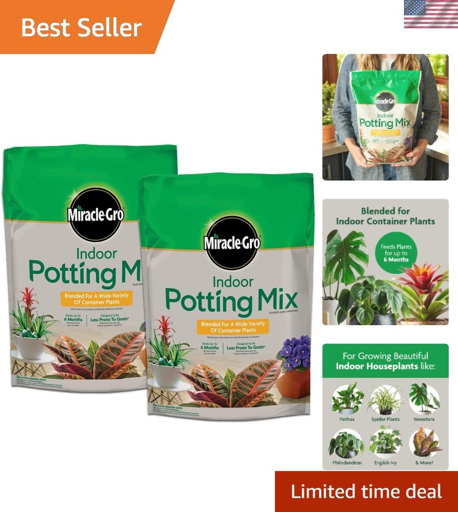 6 Qt.  Indoor Potting Mix - Feeds Houseplants for 6 , 2-Pack