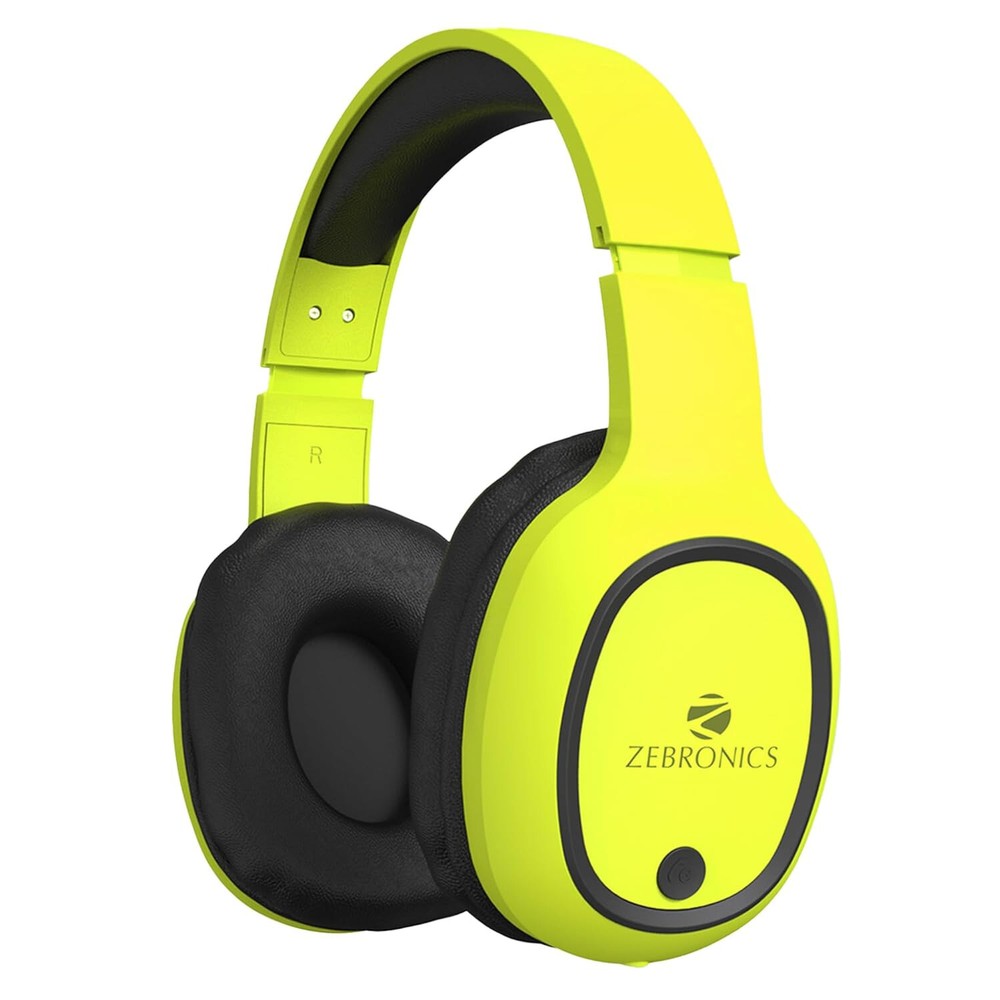 ZEBRONICS Thunder Bluetooth Wireless On Ear Headphone FM, mSD, 60hrs, Yellow,