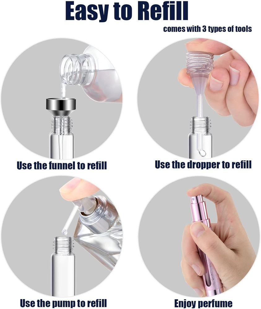 12Ml Portable Mini Perfume Atomizer(6 Pcs)，Refilable Small Spray Bottle for Trav