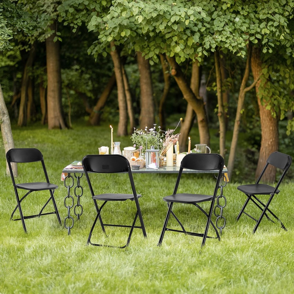 Sweetcrispy Folding Chair 8 Pack, Plastic Foldable Chairs with 330-Pound Capacit