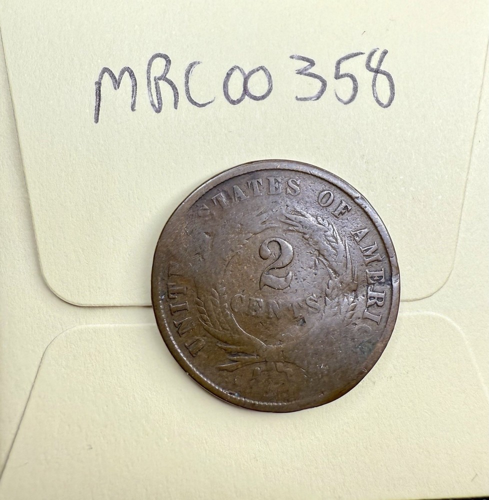 1864 U.S. Two Cent – Historic Coin with Slight Bend