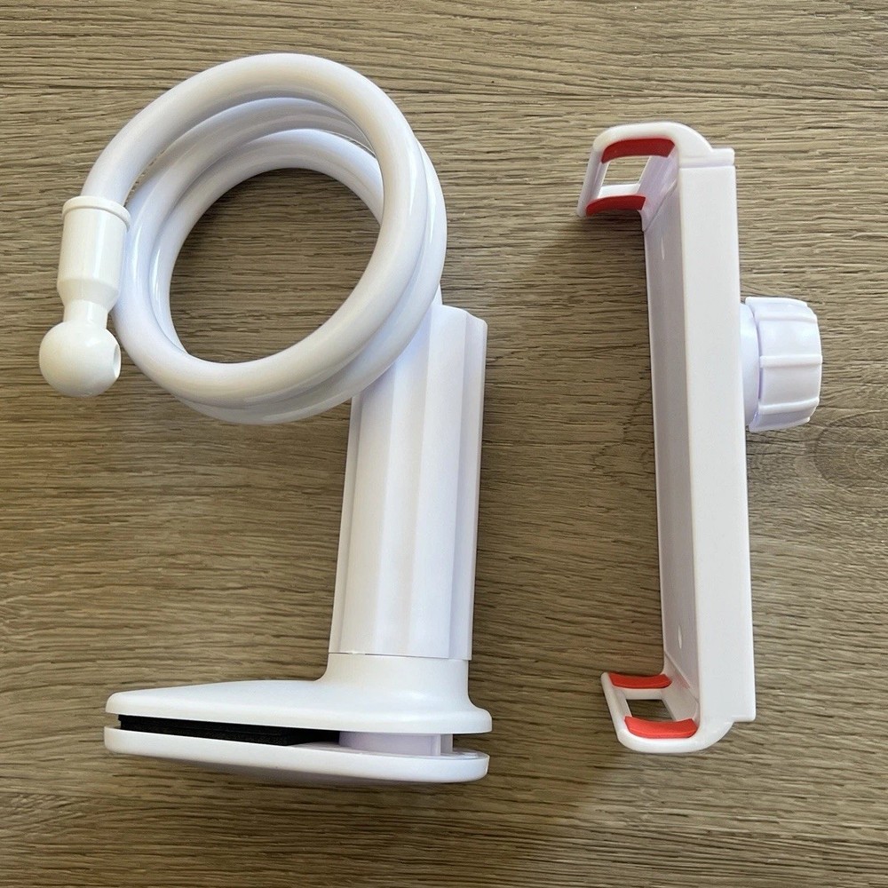 White Adjustable Tablet & eReader Holder Mount with Flexible Arm, Plastic