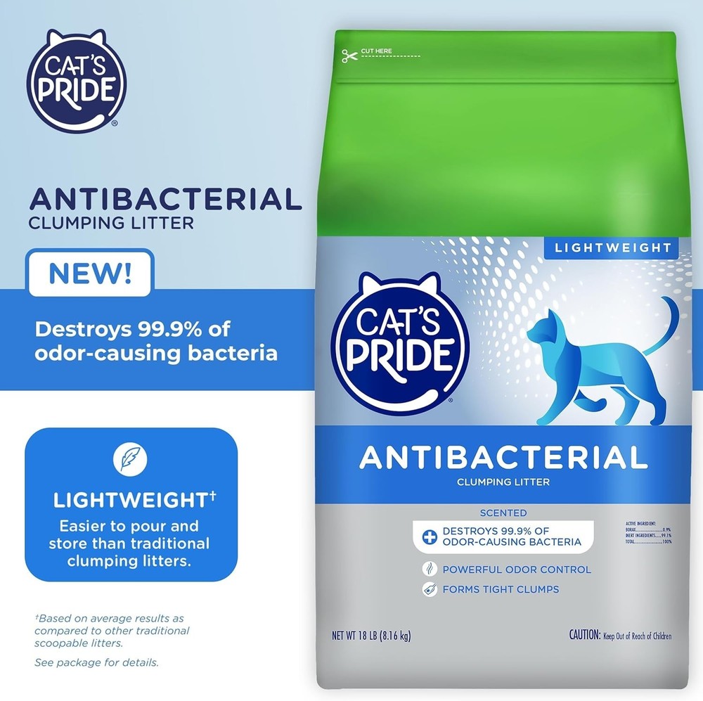 18lb Cat Litter - Lightweight, Antibacterial with Powerful Odor Control