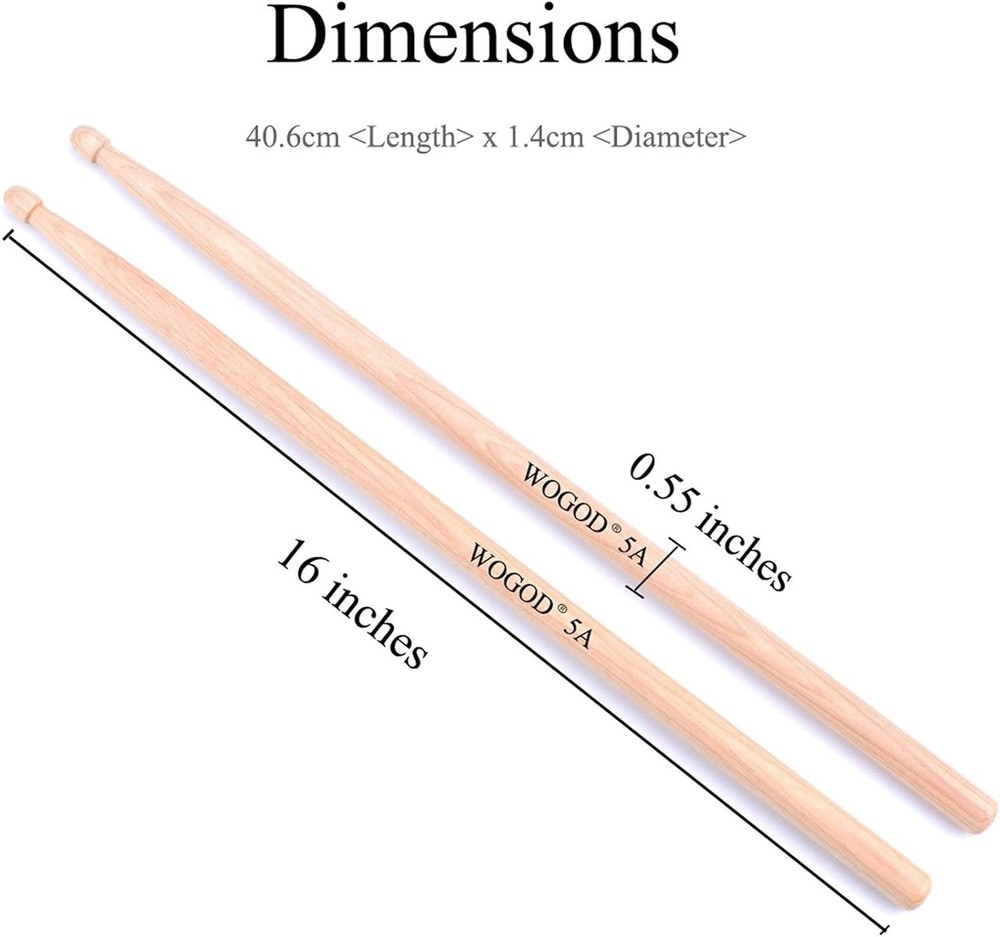 5A Maple Drumsticks with Water Drop Tip - Two Pair for Exceptional Tone