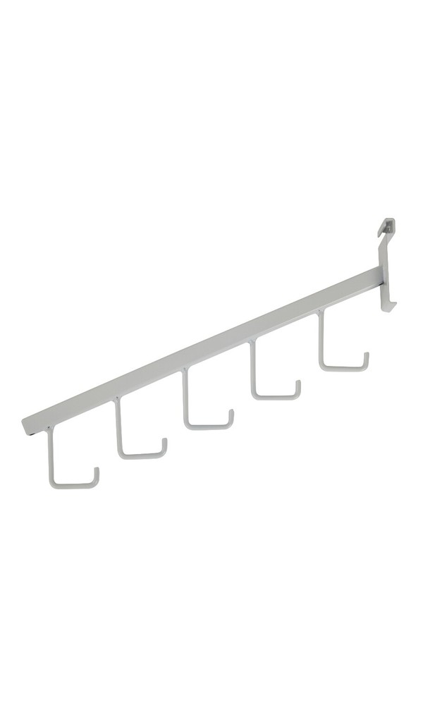 SSWBasics Pack of 5 White 5-J-Hook Waterfall Faceout Gridwall Hooks -
