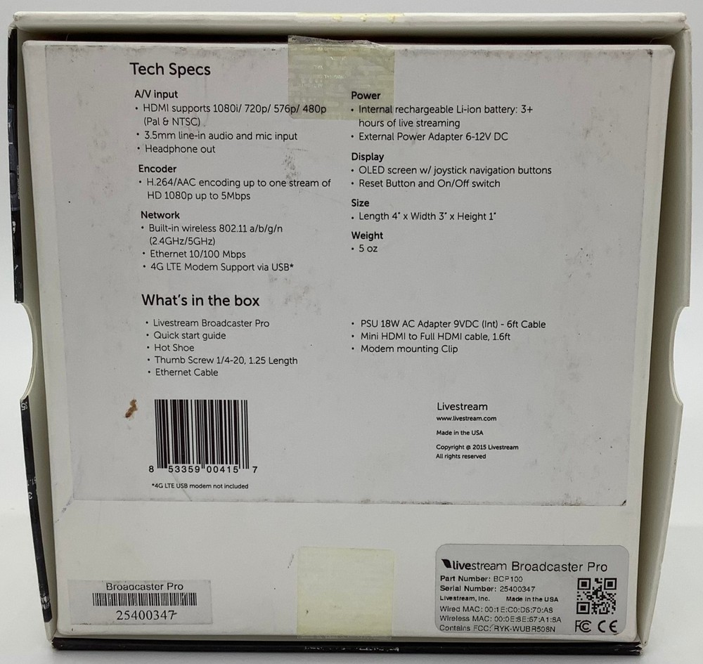 Livestream Broadcaster Pro BCP100 (read description)