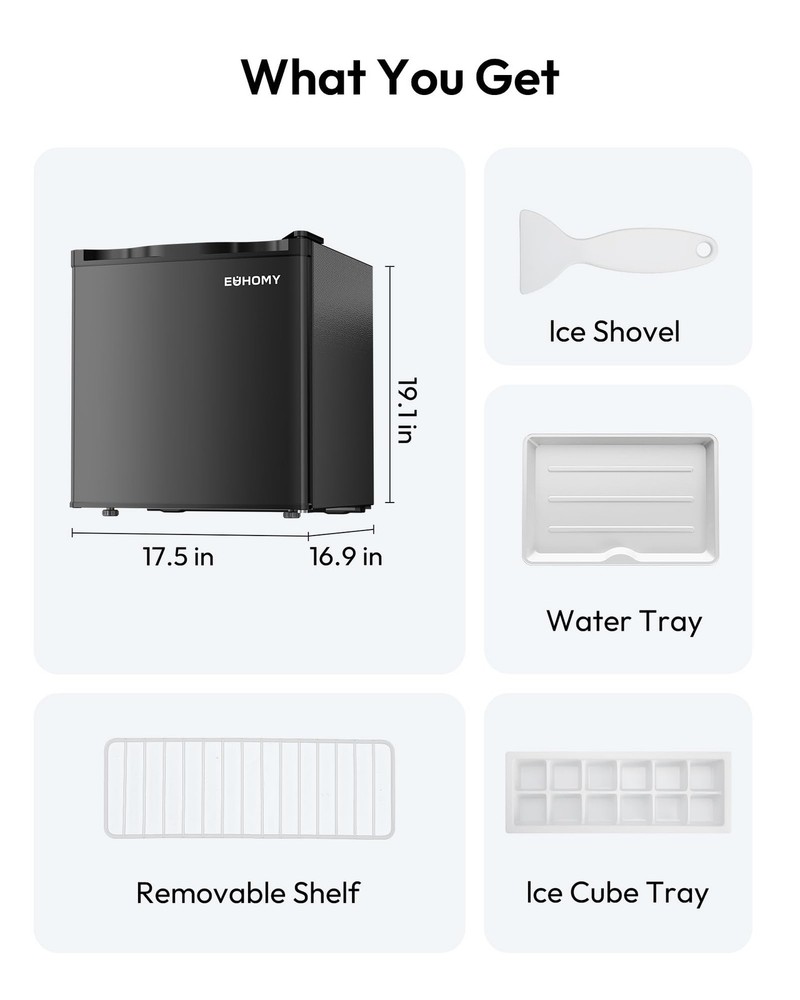 EUHOMY 1.7 Cu.Ft Mini Fridge with Freezer, Reversible Single Door Compact Refrig