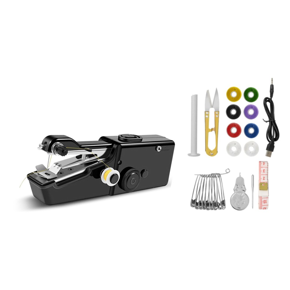 Handheld Mini Sewing Machine Stitch Electric Compact Tool w/ Sewing Kit