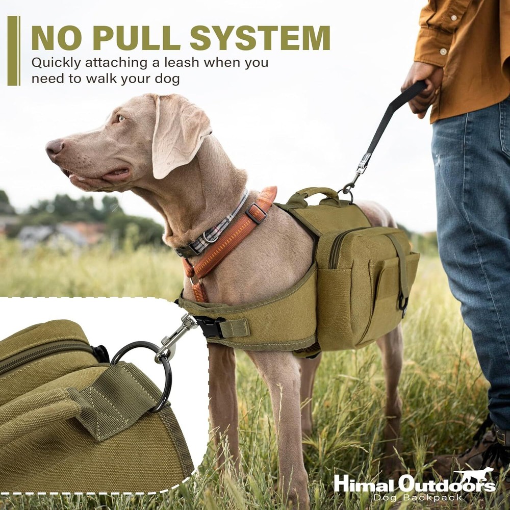 Large Dog Hiking Backpack - Hound Saddle Bag with Side Pockets Adjustable Strap