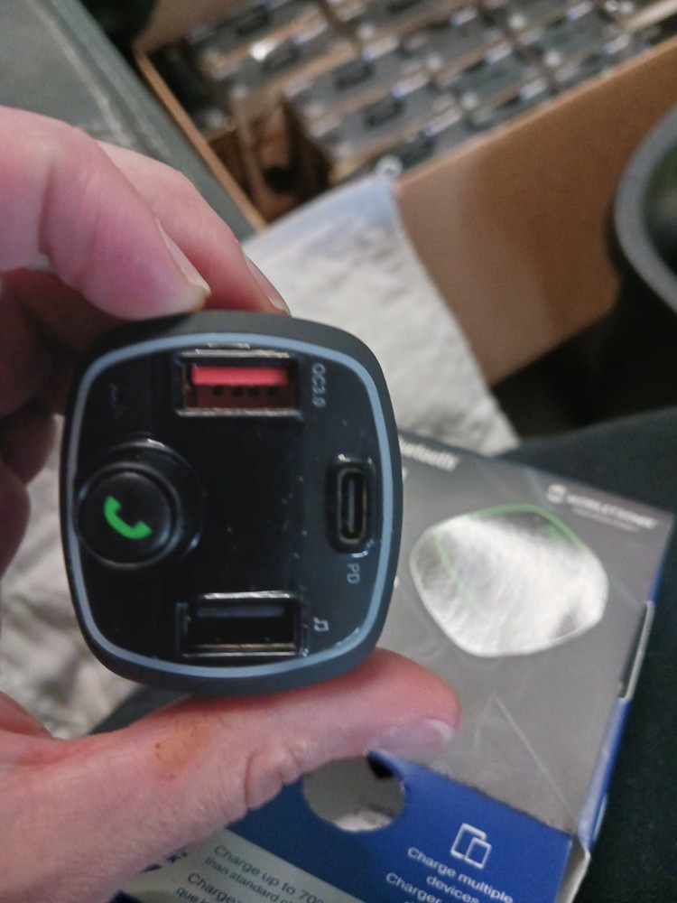 Mobiletronix Wireless FM Transmitter & Car Charger. Bluetooth. New, Open Box