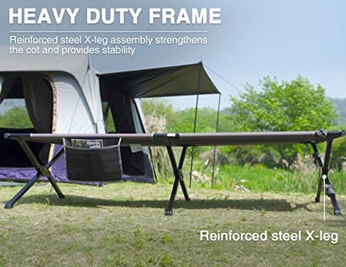 Extra Wide Camping Cot for Adults Oversized XXL Sleeping Cots Folding Black