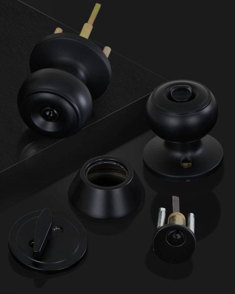 Lanwandeng All Keyed Alike Entry Door Knobs and Single 1 Pack, Matte Black