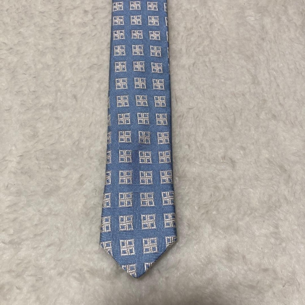 LANCEL PARIS Tie All over pattern 100% silk light blue