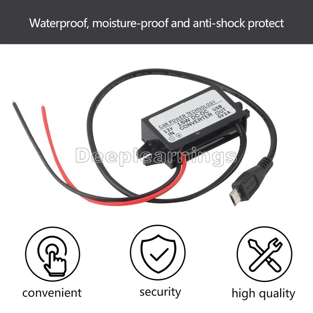 DC/DC 12V To 5V 3A 15W Converter Module With Micro USB Output Power Adapter