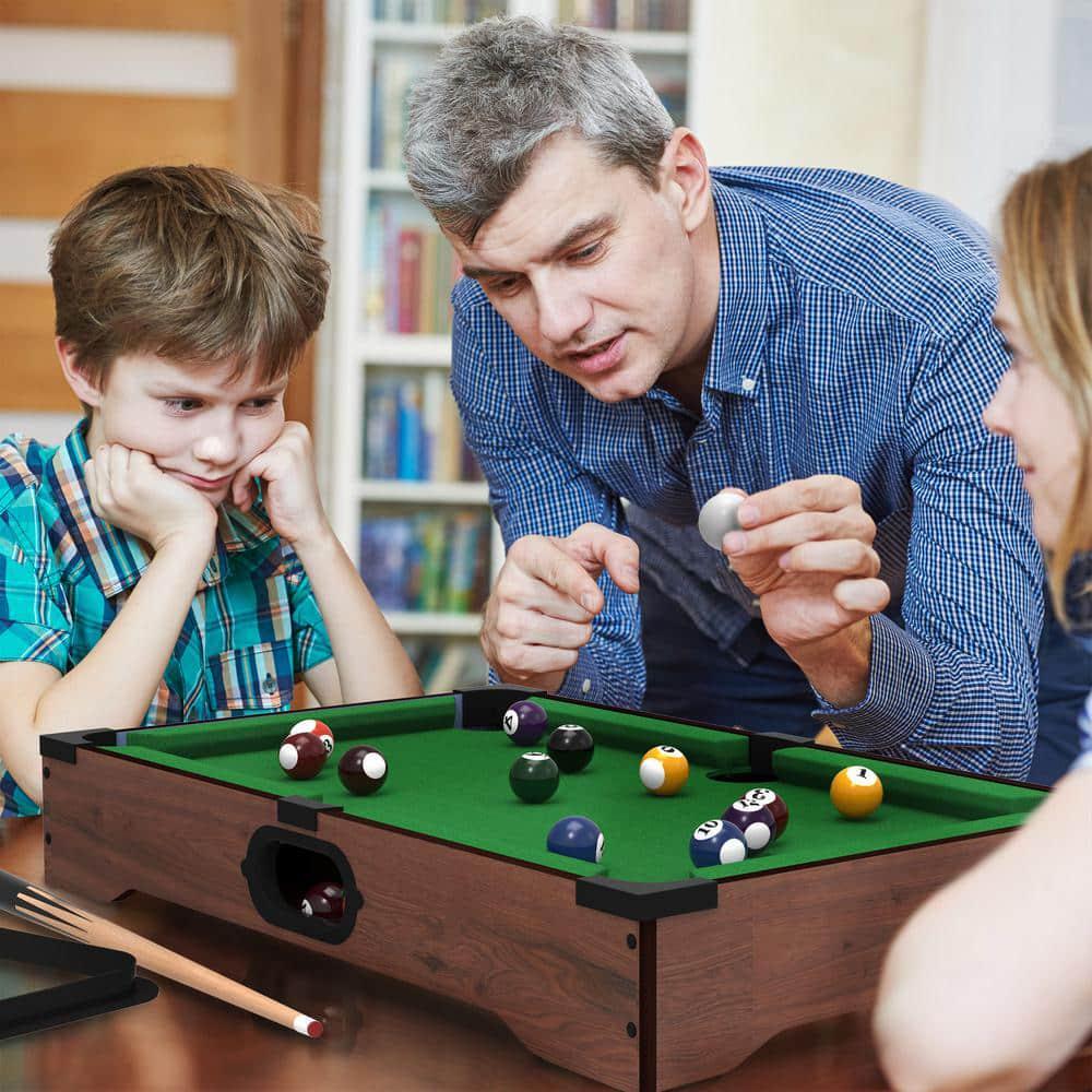 Hey! Play! Mini Tabletop Pool Table Lightweight Construction Stick Chalk 20 in L