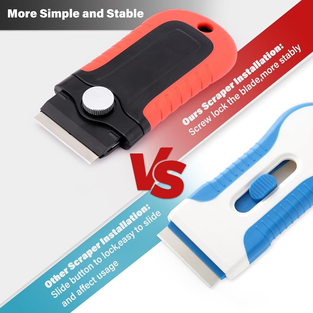 Gomake Razor Blade Scraper Tool with Storage Container, Black With Red