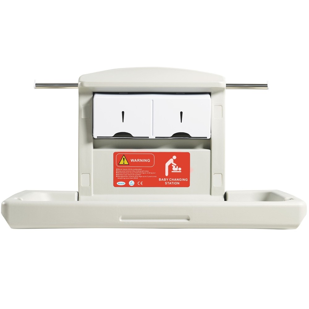Wall-Mounted Baby Changing Station, Horizontal Foldable Diaper Change Table with