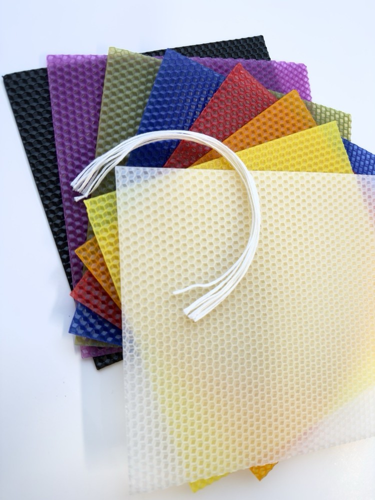 ritual candle kits | 8 Colored Honeycomb Sheets + Wicks