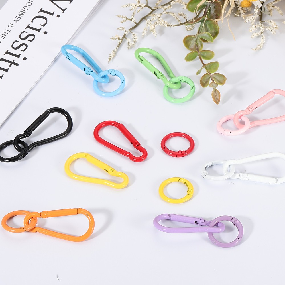 16Pcs Spring Snap Clip, Keychain Clips Buckle with O Ring, Blue