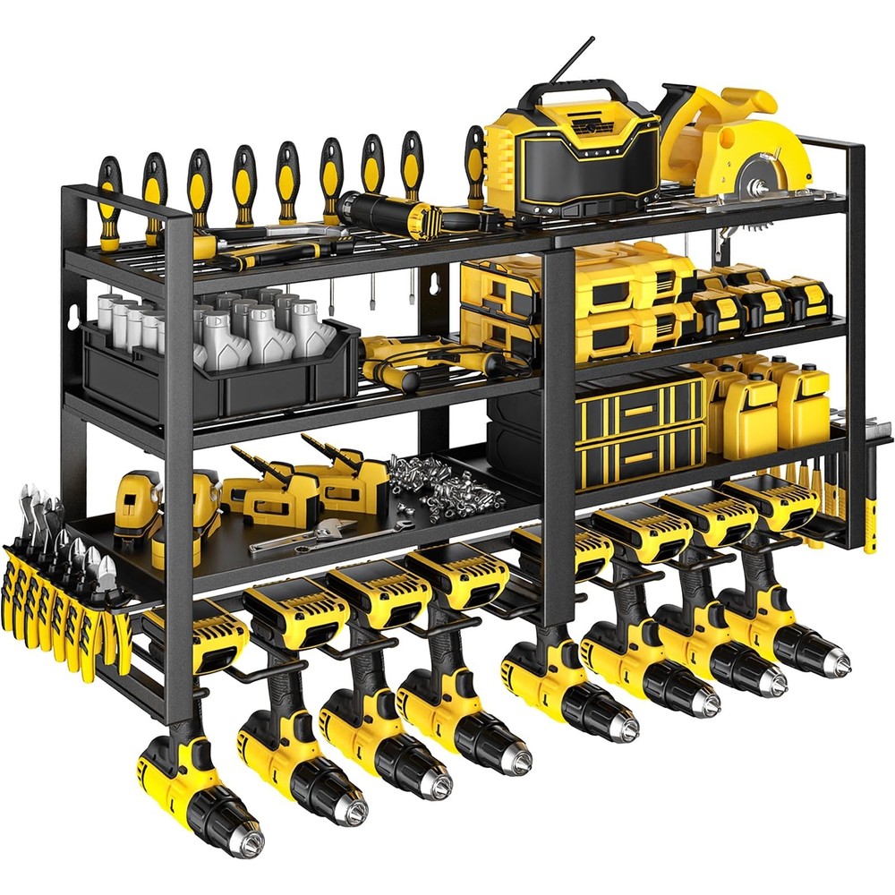 Power Tool Organizer Wall Mount, 4 Layer Heavy Duty Metal Power Tool Storage ...