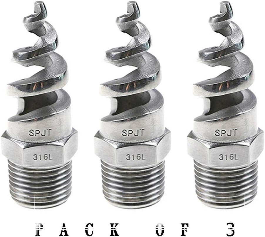 3/8" Male Spiral Cone Atomization Nozzle SS316 Dust Remove Atomized Sprayer 3Pcs