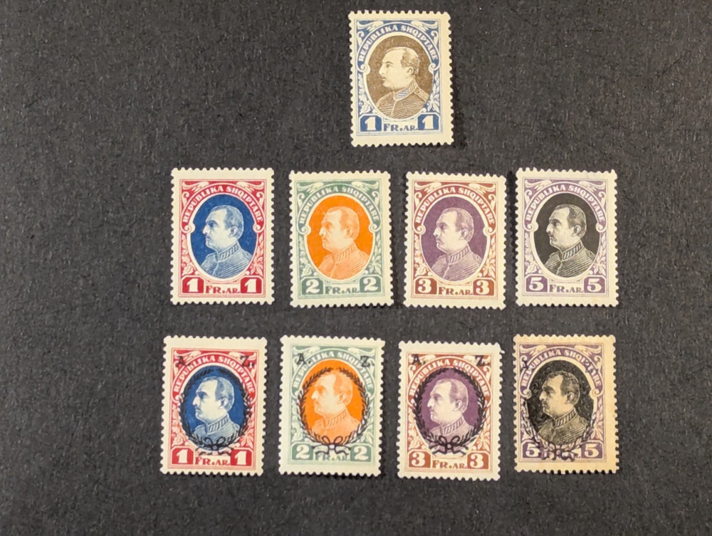 ALBANIA 1925-27 REGULAR ISSUES, + OVERPRINTS, including #193 (Blue & Brown) MVLH