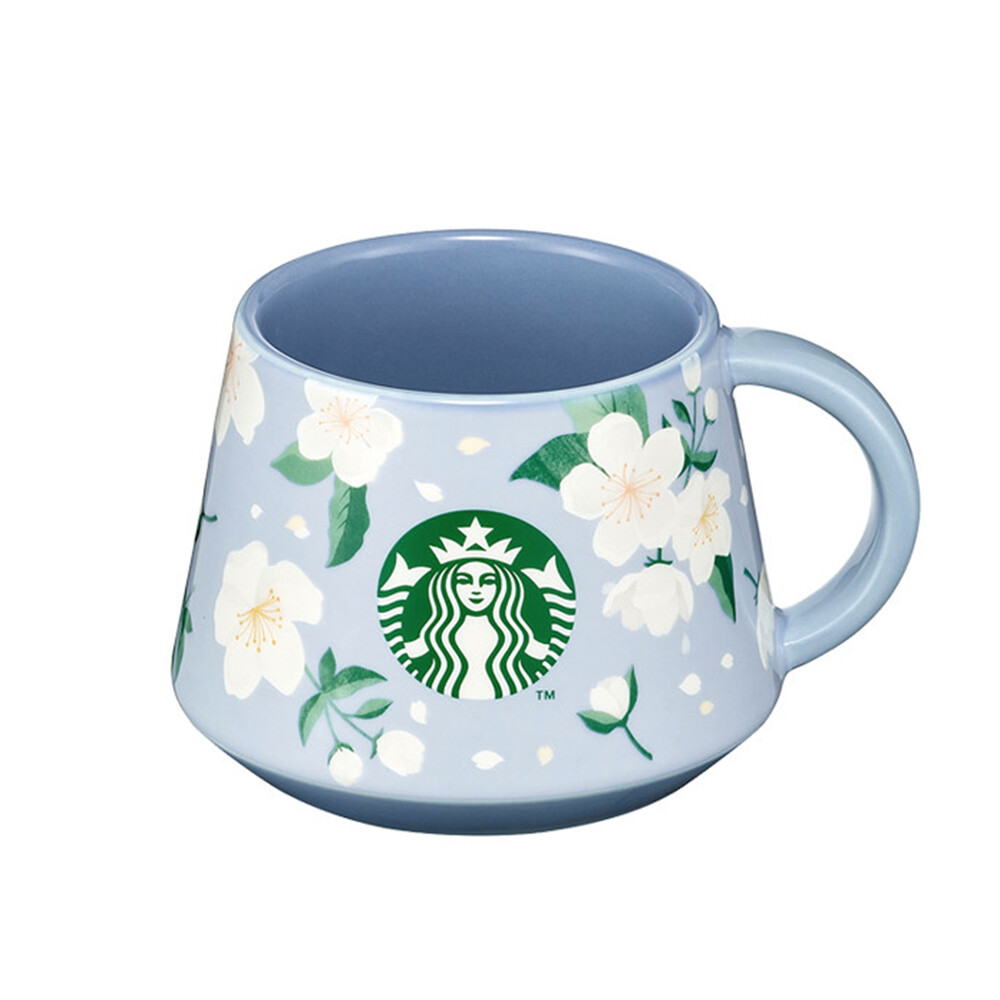 Starbucks Korea 2022 Cherry Blossom Blooming Blue Handle Mug Cup 355ml