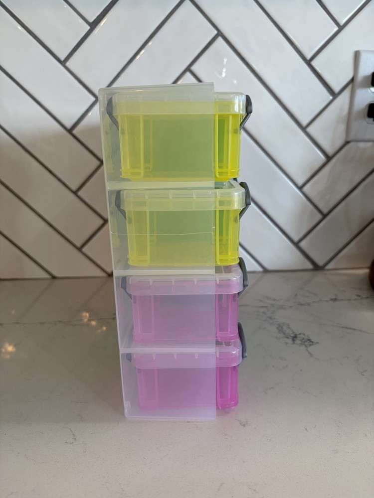 Really Useful Box 16 Box Organizer 0.14 Liter Boxes Assorted Colors Latch Lids