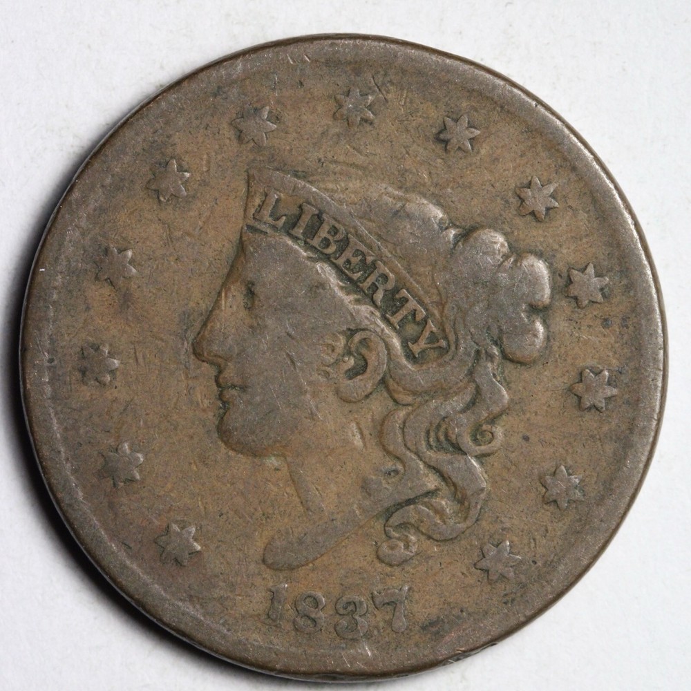 1837 Coronet Head Large Cent CHOICE FINE E138 TCG